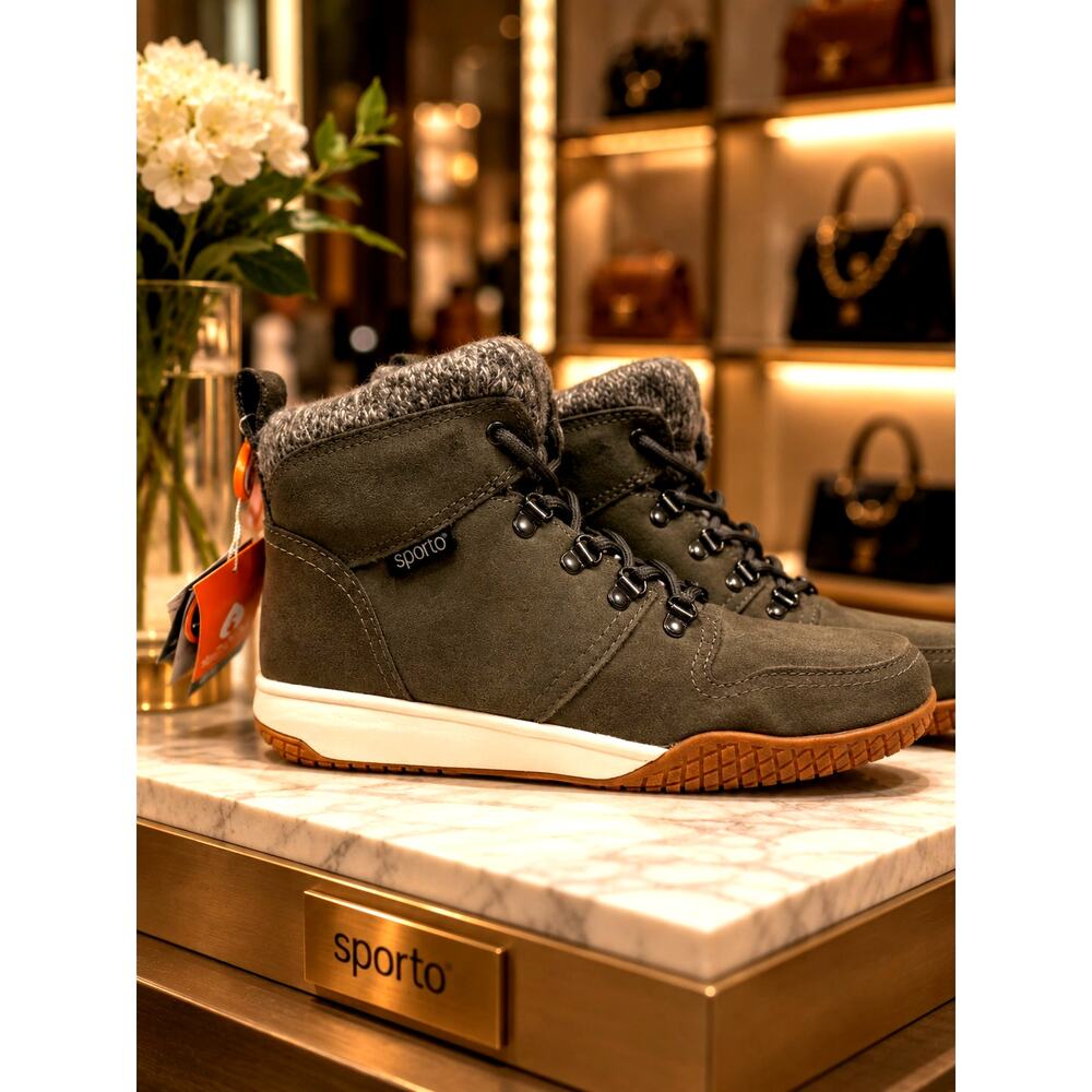Sporto Women's Abby Leather/Suede Sneaker Boot Gray 11W